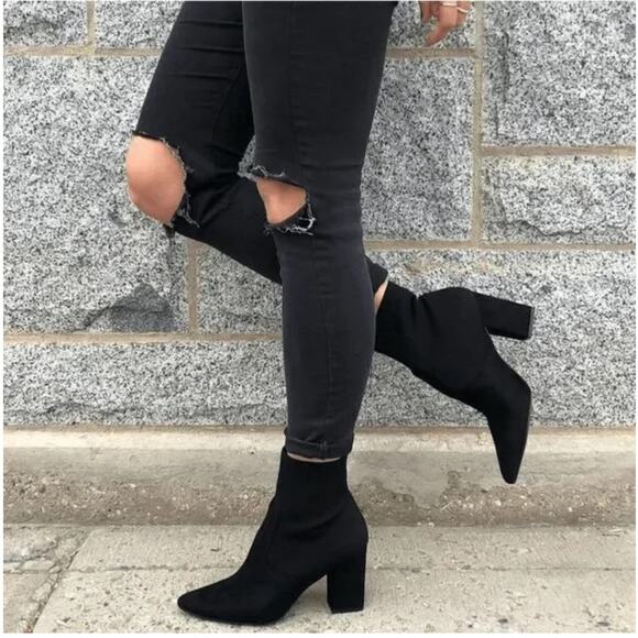 Steve Madden Remy sock boots Chelsea ankle booties suede Sz 9 Motorcycle Y2K - Picture 5 of 11